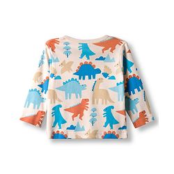 Babyhug 100% Cotton Knit Full Sleeves Jhablas with Dino Print & Stripes Pack of 3 - Multicolor