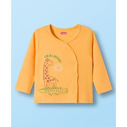 Babyhug 100% Cotton Knit Half Sleeves Jhablas With Animal Print Pack of 3 - Orange Yellow & White