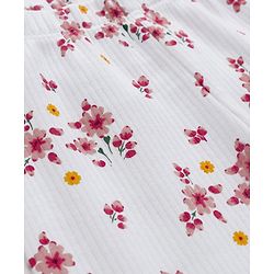 Babyhug Cotton Lycra Knit Full Length Leggings With Floral Print - White