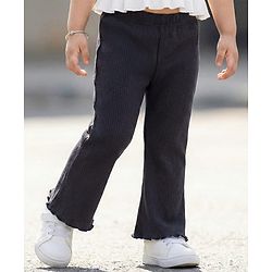 Babyhug Cotton Knit Full Length Solid Color Flared Legging - Black
