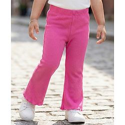 Babyhug Cotton Knit Full Length Solid Color Flared Legging - Pink