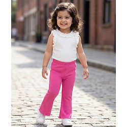 Babyhug Cotton Knit Full Length Solid Color Flared Legging - Pink