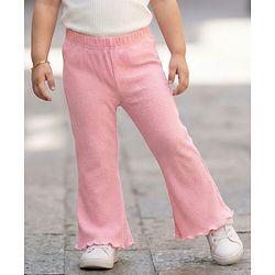 Babyhug Cotton Knit Full Length Solid Color Flared Legging - Light Pink