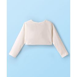 Babyhug Cotton Woven Frock & Full Sleeves Shrug With Floral Applique