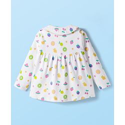 Babyhug Cotton Knit Full Sleeves Co-ords Night Suit With Floral Print - White