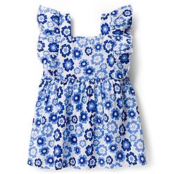 Babyhug Knit Frill Sleeves Frock With Floral Print - White