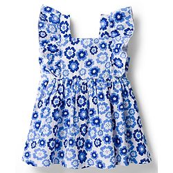Babyhug Knit Frill Sleeves Frock With Floral Print - White
