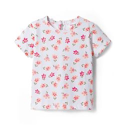 Babyhug Cotton Woven Frock & Half Sleeves Inner Tee With Floral Print & Embroidery - Olive Green