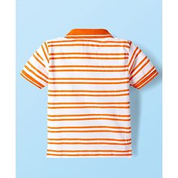 Babyhug Disney Single Jersey Knit Half Sleeves Striped Polo T-Shirt with Simba Graphic - Multicolor