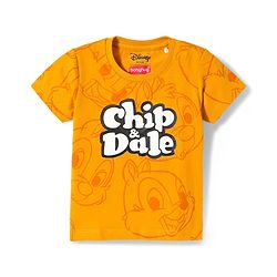 Babyhug Disney Single Jersey Knit Half Sleeves T-Shirts with Chip N Dale Graphic Pack of 3 - Orange Aqua Blue & Green