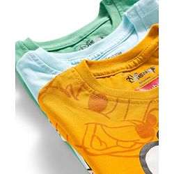 Babyhug Disney Single Jersey Knit Half Sleeves T-Shirts with Chip N Dale Graphic Pack of 3 - Orange Aqua Blue & Green