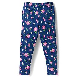 Babyhug Cotton Lycra Knit Full Length Leggings With Floral & Polka Dot Print Pack of 3 - Navy Blue Light & Dark Pink