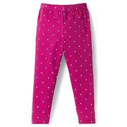 Babyhug Cotton Lycra Knit Full Length Leggings With Floral & Polka Dot Print Pack of 3 - Navy Blue Light & Dark Pink