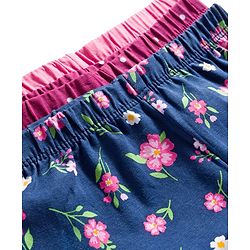 Babyhug Cotton Lycra Knit Full Length Leggings With Floral & Polka Dot Print Pack of 3 - Navy Blue Light & Dark Pink