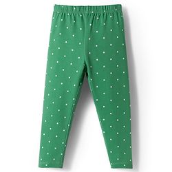 Babyhug Cotton Lycra Knit Full Length Leggings With Polka Dot & Floral Print Pack Of 3 - Pink Green & Fuschia
