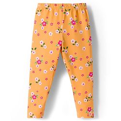 Babyhug Cotton Lycra Knit Full Length Leggings With Polka Dot & Floral Print Pack Of 3 - Pink Green & Fuschia