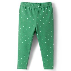 Babyhug Cotton Lycra Knit Full Length Leggings With Polka Dot & Floral Print Pack Of 3 - Pink Green & Fuschia