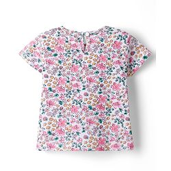 Babyhug Cotton Woven Half Sleeves T-Shirt & Frock with Floral Print - Purple
