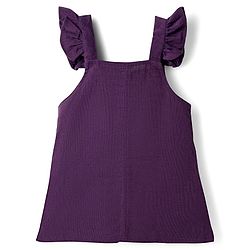 Babyhug Cotton Woven Half Sleeves T-Shirt & Frock with Floral Print - Purple
