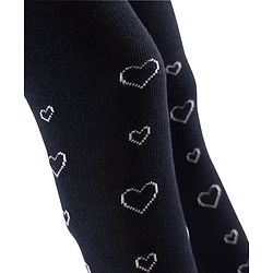 Cute Walk by Babyhug Knit Heart Design Antibacterial Tights - Navy