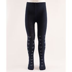 Cute Walk by Babyhug Knit Heart Design Antibacterial Tights - Navy