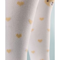 Cute Walk by Babyhug Knit Heart & Bear Design Antibacterial Tights - White