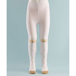 Cute Walk by Babyhug Knit Heart & Bear Design Antibacterial Tights - White