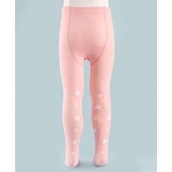 Cute Walk by Babyhug Knit Antibacterial Tights with Star Design - Pink