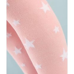 Cute Walk by Babyhug Knit Antibacterial Tights with Star Design - Pink