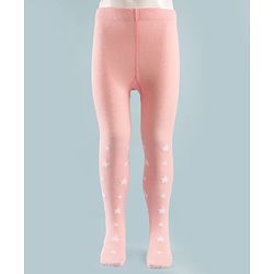 Cute Walk by Babyhug Knit Antibacterial Tights with Star Design - Pink