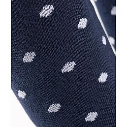 Cutewalk by Babyhug  Knit Antibacterial Tight With Polka Dot Print - Navy Blue