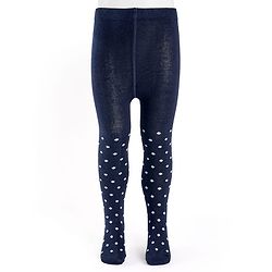 Cutewalk by Babyhug  Knit Antibacterial Tight With Polka Dot Print - Navy Blue