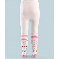 Cute Walk by Babyhug Knit Antibacterial Tights with Floral Design - White