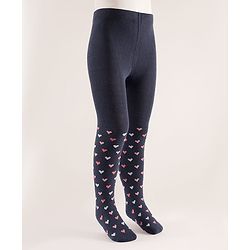 Cute Walk by Babyhug Knit Heart Design Antibacterial Tights - Navy