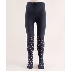 Cute Walk by Babyhug Knit Heart Design Antibacterial Tights - Navy