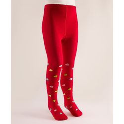 Cute Walk by Babyhug Knit Heart Design Antibacterial Tights - Red