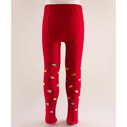 Cute Walk by Babyhug Knit Heart Design Antibacterial Tights - Red