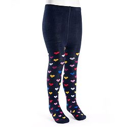 Cute Walk by Babyhug Knit Heart Design Antibacterial Tights - Navy