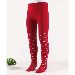 Cute Walk by Babyhug Knit Floral Design Antibacterial Tights - Red