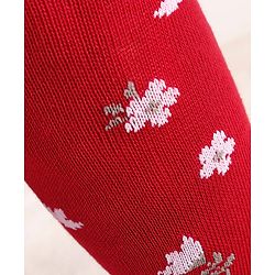 Cute Walk by Babyhug Knit Floral Design Antibacterial Tights - Red