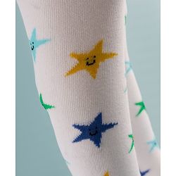 Cute Walk by Babyhug Knit Star Design Antibacterial Tights - White