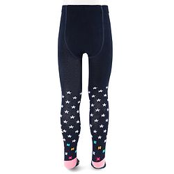 Cute Walk by Babyhug Cotton Knit Anti Bacterial Footed Tights With Unicorn Design - Navy Blue