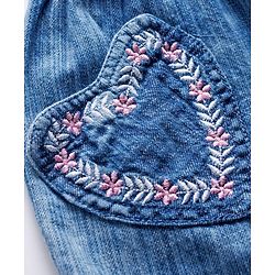 Babyhug Cotton Woven Half Sleeves Solid Colour T-Shirt & Frock with Heart Patch - Blue