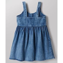 Babyhug Cotton Woven Half Sleeves Solid Colour T-Shirt & Frock with Heart Patch - Blue