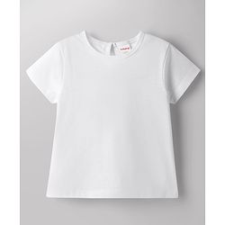 Babyhug Cotton Woven Half Sleeves Solid Colour T-Shirt & Frock with Heart Patch - Blue