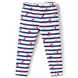 Babyhug Cotton Lycra Knit Full Length Leggings With Polka Dot Print Pack Of 3 - Blue Red & White