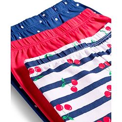 Babyhug Cotton Lycra Knit Full Length Leggings With Polka Dot Print Pack Of 3 - Blue Red & White