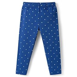 Babyhug Cotton Lycra Knit Full Length Leggings With Polka Dot Print Pack Of 3 - Blue Red & White