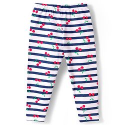 Babyhug Cotton Lycra Knit Full Length Leggings With Polka Dot Print Pack Of 3 - Blue Red & White