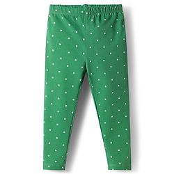 Babyhug Cotton Lycra Full Length Leggings With Floral Print Pack Of 3 - White Green & Pink